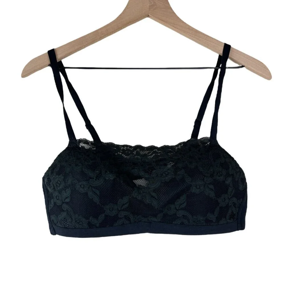 Le Mystere Black Lace Overlay Cotton Touch Wireless Bra
